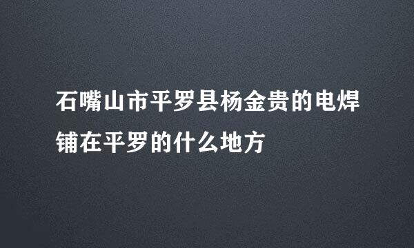 石嘴山市平罗县杨金贵的电焊铺在平罗的什么地方