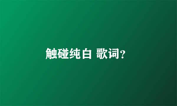 触碰纯白 歌词？