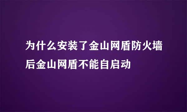 为什么安装了金山网盾防火墙后金山网盾不能自启动