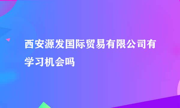 西安源发国际贸易有限公司有学习机会吗