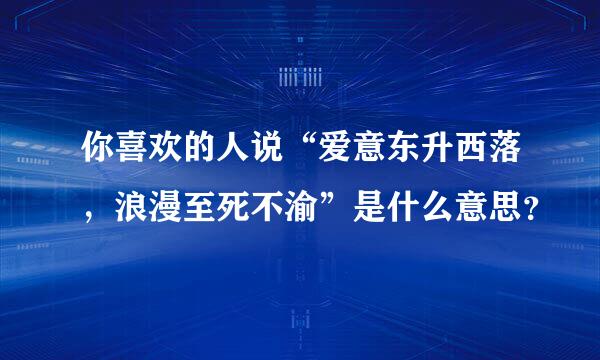 你喜欢的人说“爱意东升西落，浪漫至死不渝”是什么意思？