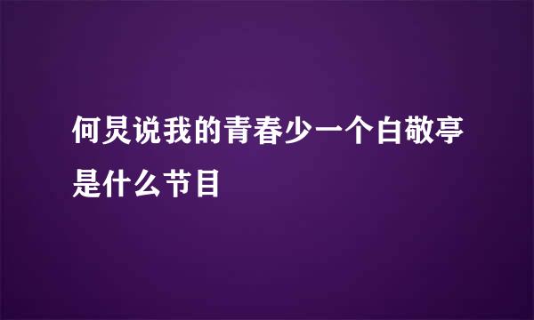 何炅说我的青春少一个白敬亭是什么节目