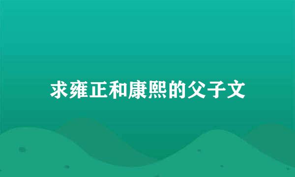 求雍正和康熙的父子文