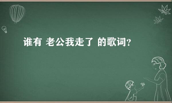 谁有 老公我走了 的歌词？