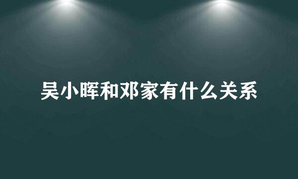 吴小晖和邓家有什么关系