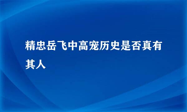 精忠岳飞中高宠历史是否真有其人