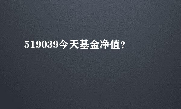 519039今天基金净值？