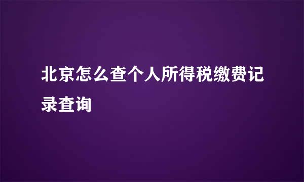 北京怎么查个人所得税缴费记录查询