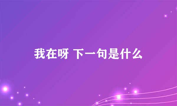 我在呀 下一句是什么