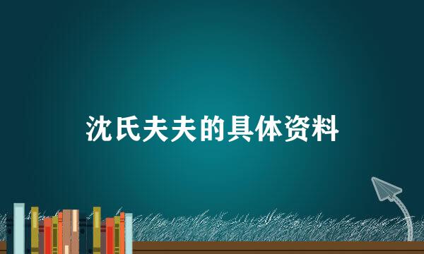 沈氏夫夫的具体资料