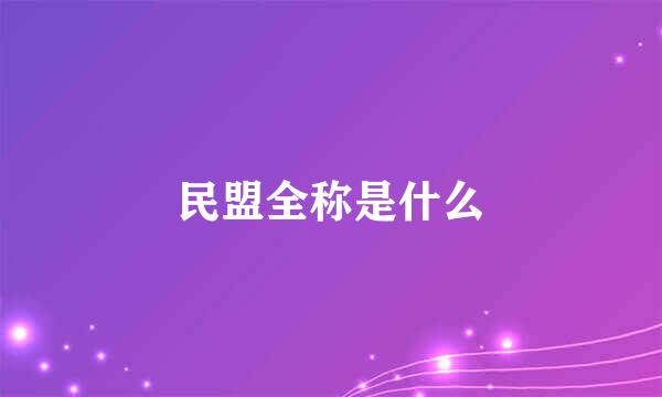 民盟全称是什么