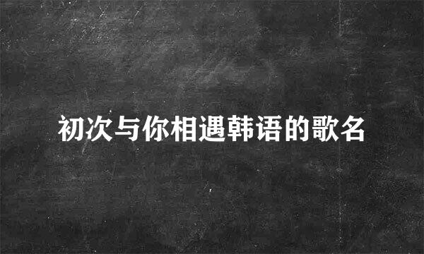 初次与你相遇韩语的歌名