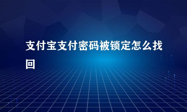 支付宝支付密码被锁定怎么找回