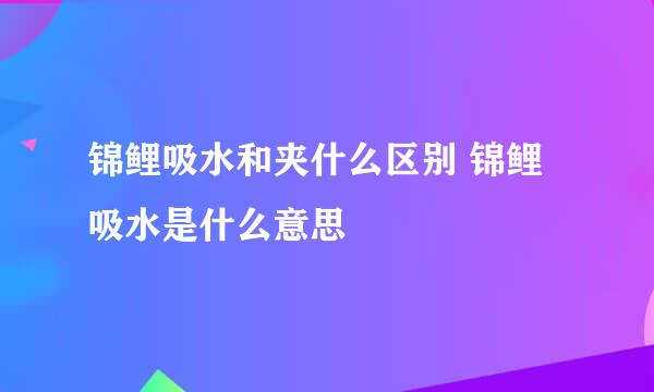 锦鲤吸水和夹什么区别 锦鲤吸水是什么意思