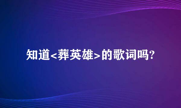 知道<葬英雄>的歌词吗?