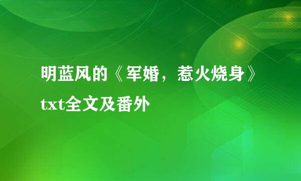 明蓝风的《军婚，惹火烧身》txt全文及番外