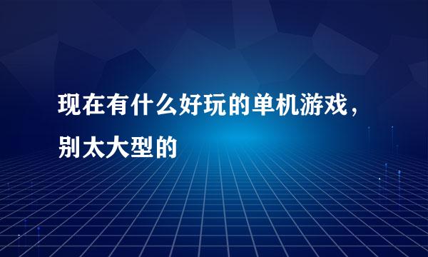 现在有什么好玩的单机游戏，别太大型的