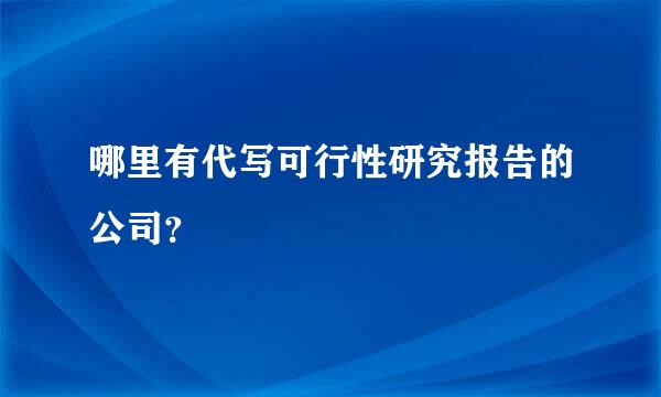 哪里有代写可行性研究报告的公司？