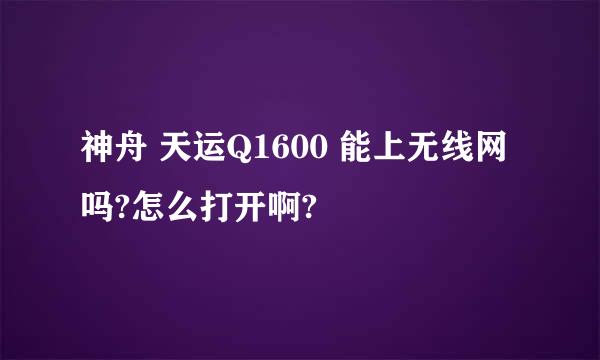 神舟 天运Q1600 能上无线网吗?怎么打开啊?