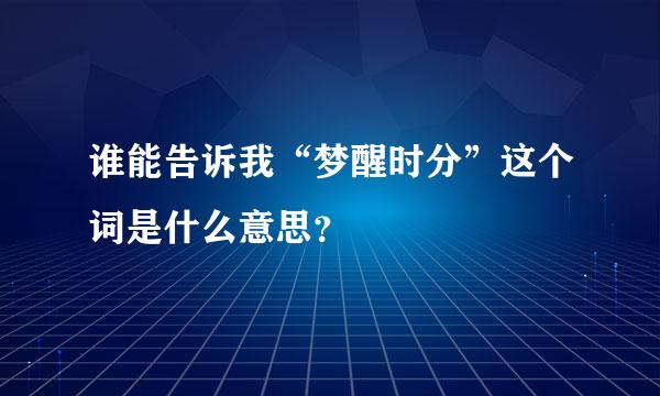 谁能告诉我“梦醒时分”这个词是什么意思？