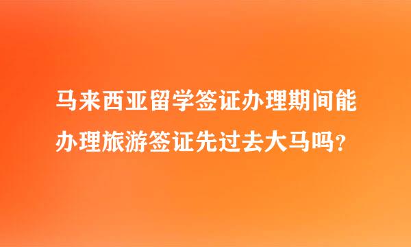 马来西亚留学签证办理期间能办理旅游签证先过去大马吗？