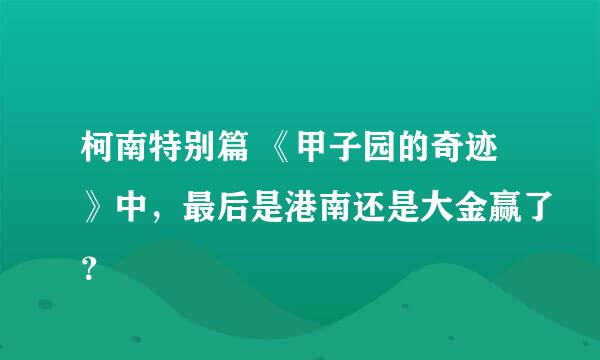 柯南特别篇 《甲子园的奇迹》中，最后是港南还是大金赢了？