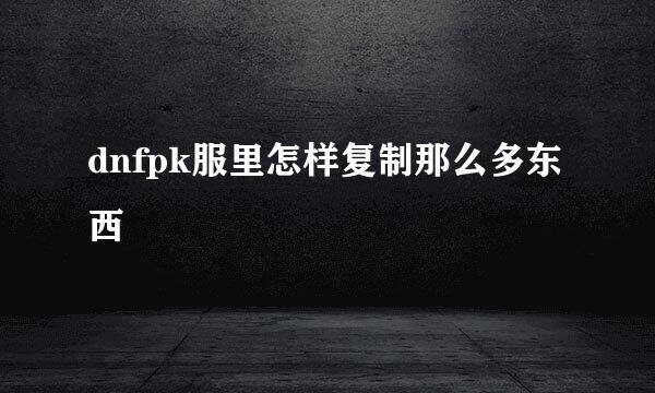 dnfpk服里怎样复制那么多东西