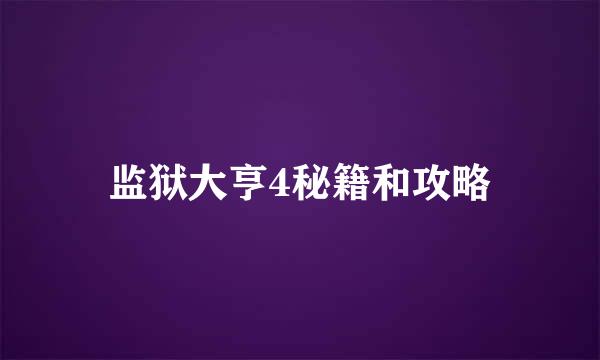 监狱大亨4秘籍和攻略