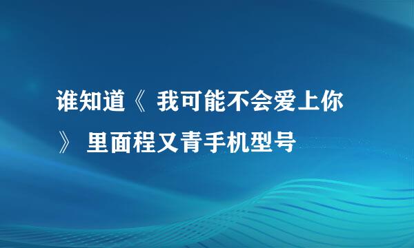 谁知道《 我可能不会爱上你》 里面程又青手机型号