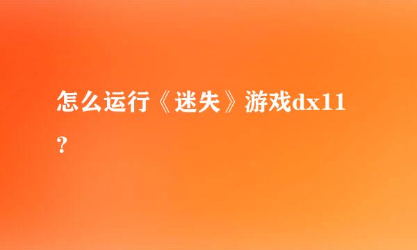 怎么运行《迷失》游戏dx11？