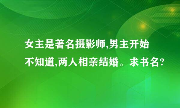 女主是著名摄影师,男主开始不知道,两人相亲结婚。求书名?