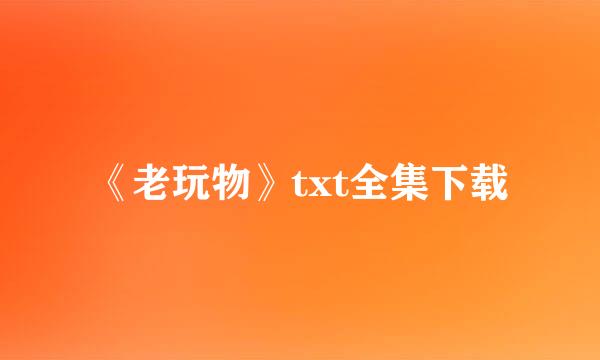 《老玩物》txt全集下载