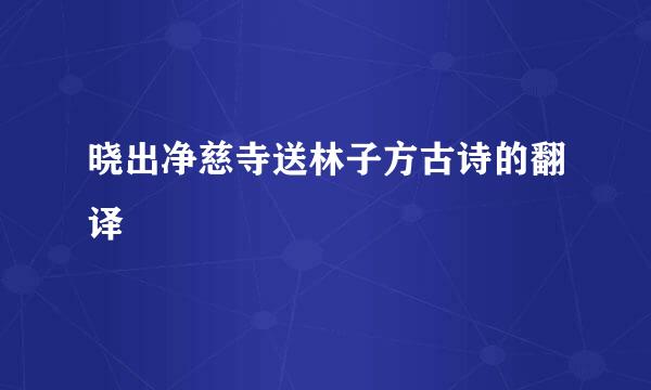 晓出净慈寺送林子方古诗的翻译