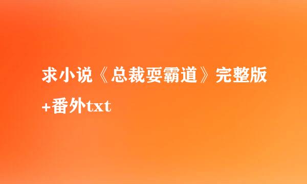 求小说《总裁耍霸道》完整版+番外txt