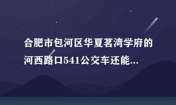 合肥市包河区华夏茗湾学府的河西路口541公交车还能不能再开通