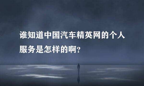 谁知道中国汽车精英网的个人服务是怎样的啊？