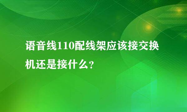 语音线110配线架应该接交换机还是接什么？