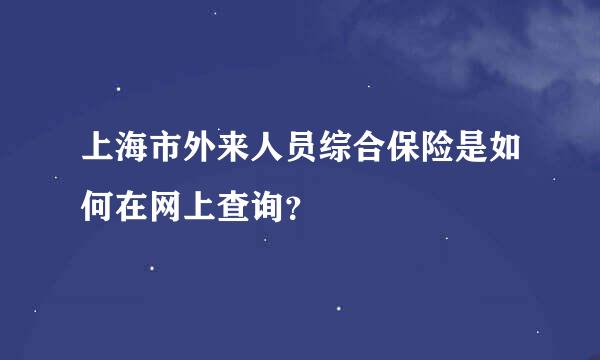 上海市外来人员综合保险是如何在网上查询？