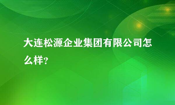 大连松源企业集团有限公司怎么样？