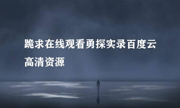 跪求在线观看勇探实录百度云高清资源