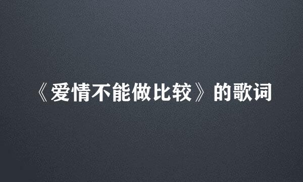 《爱情不能做比较》的歌词