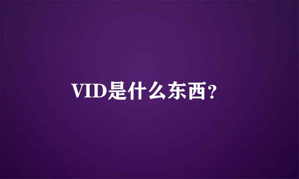 VID是什么东西？