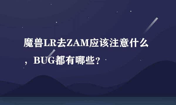 魔兽LR去ZAM应该注意什么，BUG都有哪些？