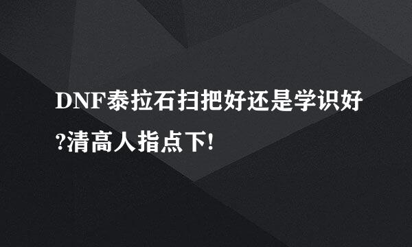 DNF泰拉石扫把好还是学识好?清高人指点下!