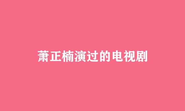 萧正楠演过的电视剧