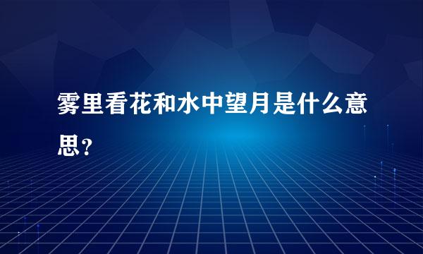 雾里看花和水中望月是什么意思？