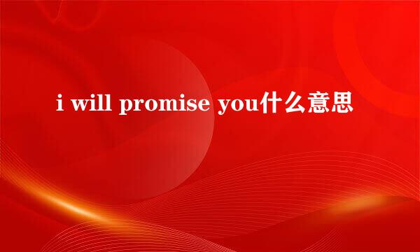 i will promise you什么意思