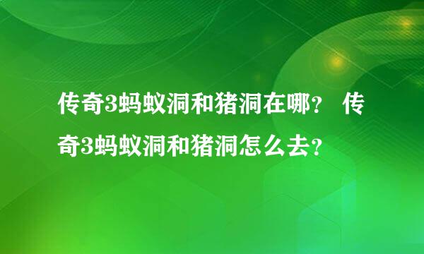 传奇3蚂蚁洞和猪洞在哪？ 传奇3蚂蚁洞和猪洞怎么去？