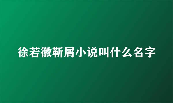 徐若徽靳屑小说叫什么名字