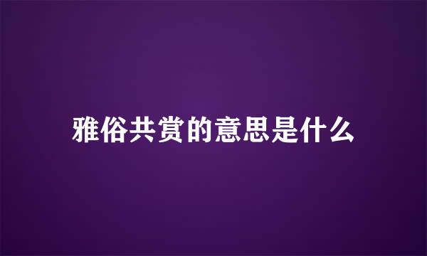 雅俗共赏的意思是什么